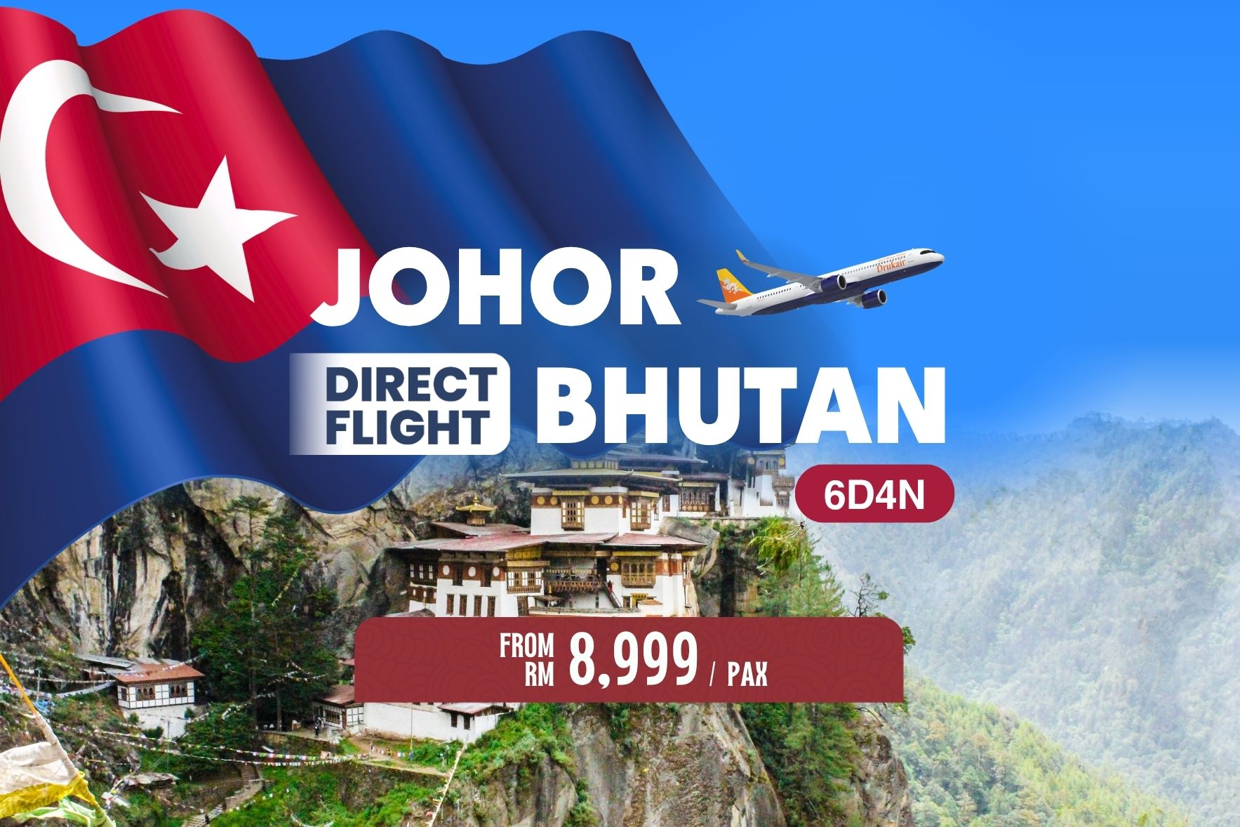 6D Winter Bhutan - Johor Flight