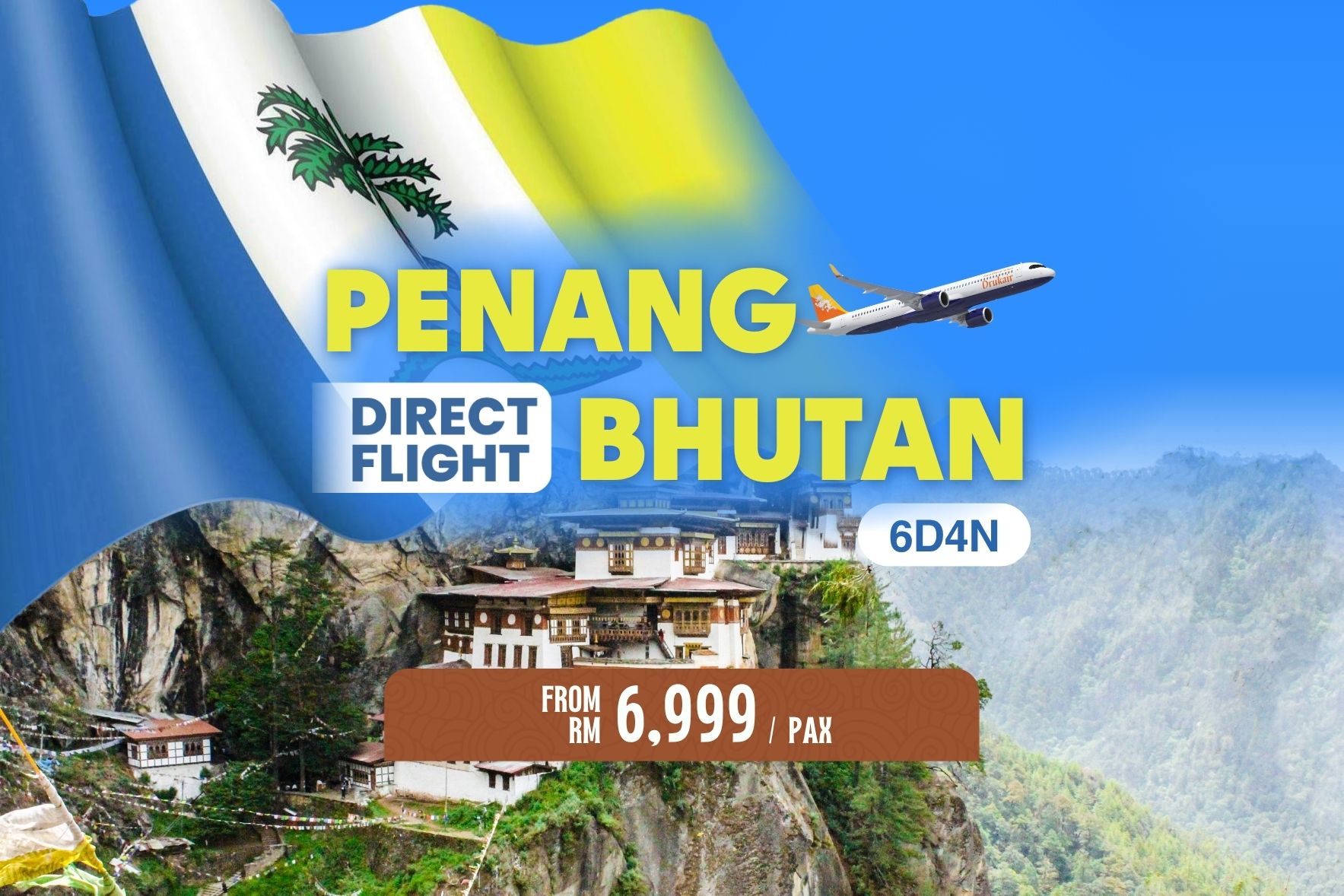 6D Winter Bhutan - Penang Flight