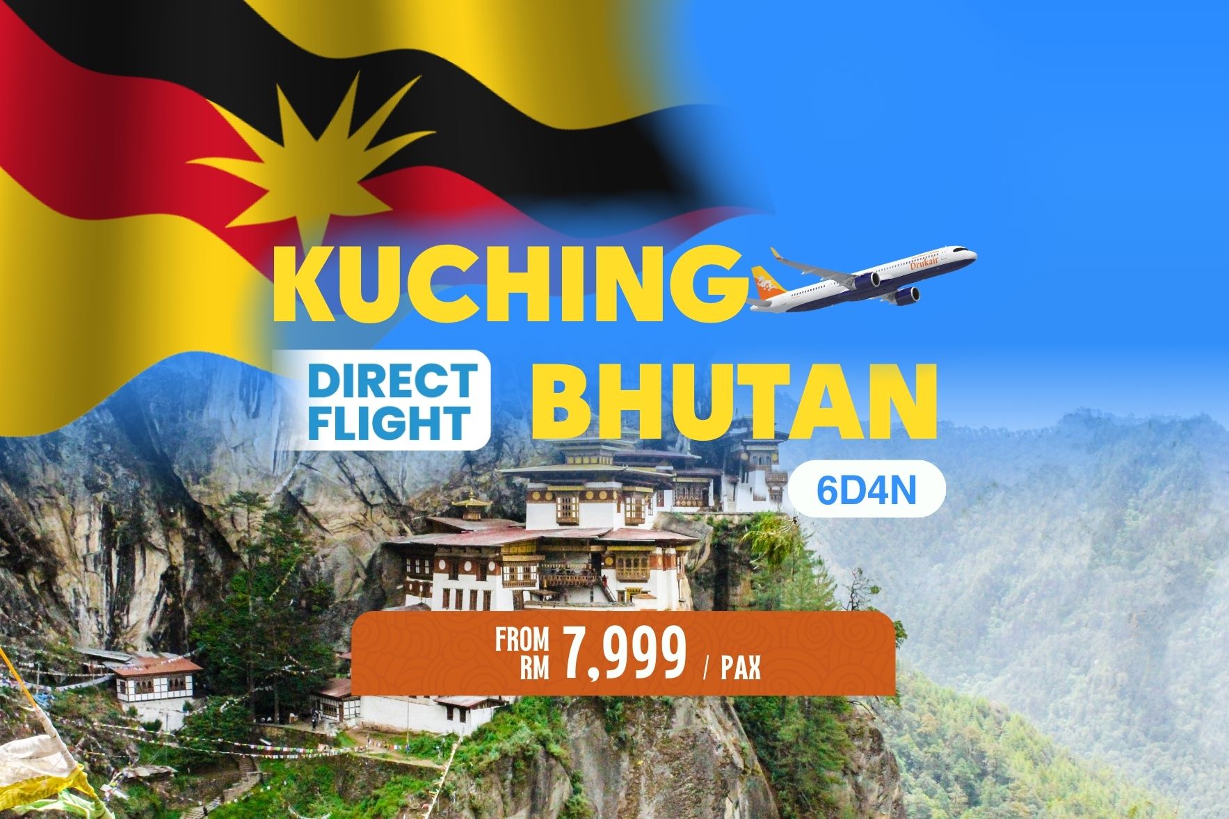6D Bhutan Direct Flight - EX KCH